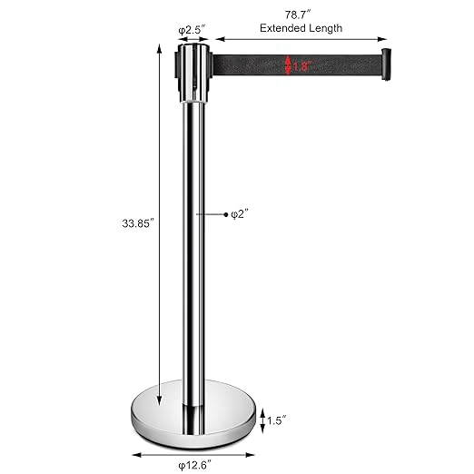 New Star Foodservice 54606 Stanchions, 36-Inch Height, 6.5-Foot Retractable Belt - Image 2