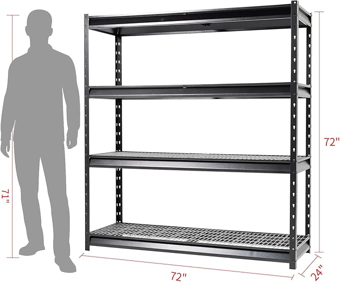 The Atlas 72" W Heavy Duty Garage Shelving Load 8000 Lbs, 4 Tier Metal Storage - Image 2