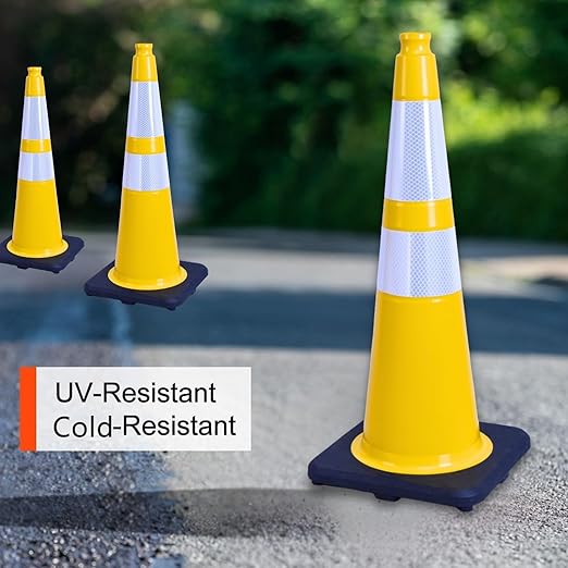 BESEA 6PACK 28 inch Traffic Safety Cones Yellow Road Parking Cones 28" Heavy - Image 7
