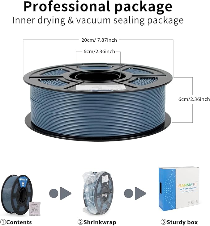 iSANMATE ASA Filament 1.75mm Bluish-Grey 1KG, UV & Weather Resistant 3D Printer - Image 6