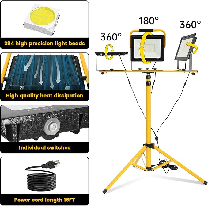 30000 Lumen Super Bright Portable Heavy Duty LED Work Light - Image 3