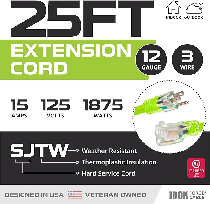 Iron Forge Cable Weatherproof 25 Ft Outdoor Extension Cord - Image 2