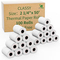 2 1/4" x 50' feet Thermal Paper, POS Cash Register Receipt Rolls, Receipt Paper by CLASSY