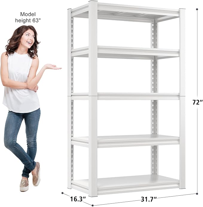 Raybee 72''H Garage Shelving Heavy Duty Storage Shelves Load 2010LBS Adjustable - Image 2