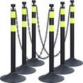 6-Set Pack 40" inch Black Yellow Work Zone Chain Post Set, 6 x 6.6' Feet by OranLite