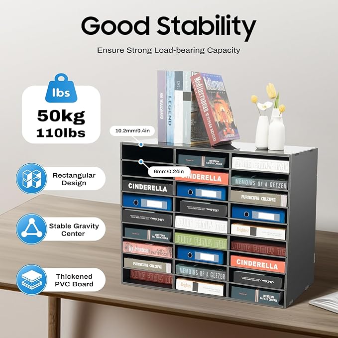 Literature Organizer, 27 Compartments Durable PVC Paper Storage Cabinet - Image 3