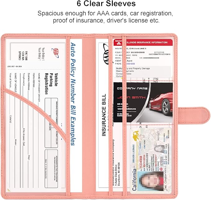 Car Registration and Insurance Holder, Leather Magnetic Shut Vehicle Glove Box - Image 3