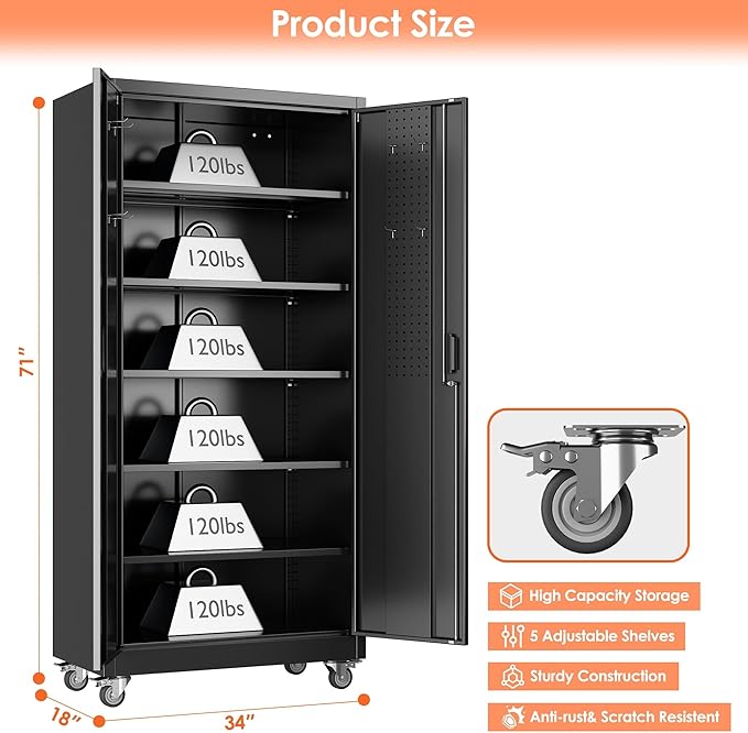 Aobabo Upgrade 71H''*34''W*18''D Metal Garage Storage Cabinet - Image 3