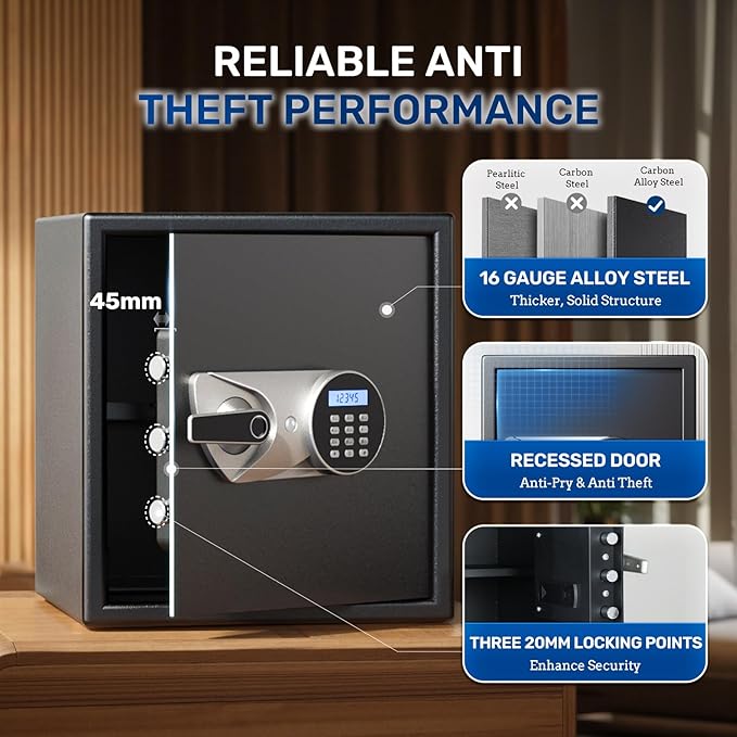 BlackSmith Biometric Handgun Safe 1.8 Cub Home Safe Quick Access Fingerprint - Image 6