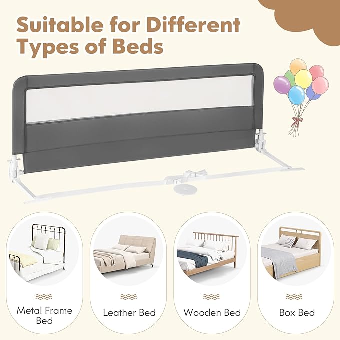 BABY JOY Bed Rails for Toddlers, 59‘’ Extra Long, Upgraded Swing Down Bed Guard - Image 7