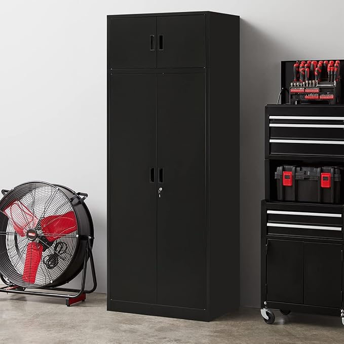 BESFUR Metal Storage Cabinet 87" H，Black Locking Storage Cabinets - Image 7