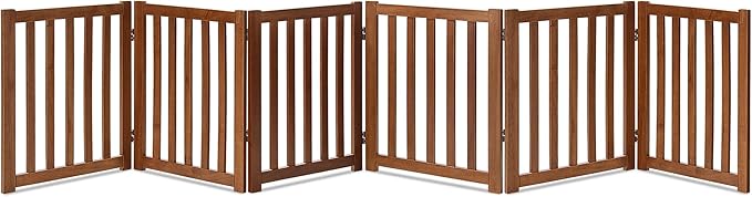 LZRS 6-Panel Extra-Wide Freestanding Wooden Dog Gate Indoor – 24”High Foldable by LZRSPET