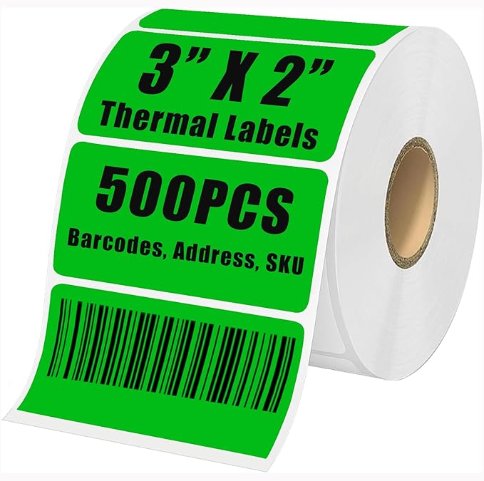 3" x 2" Thermal Labels Stickers Green, Thermal Printer Shipping Stickers by BriCabel