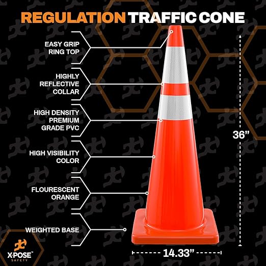 Xpose Safety 36 Inch Orange Traffic Cones - Image 3
