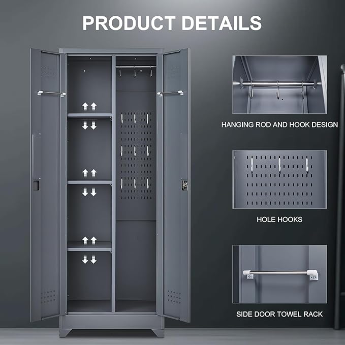 FLEXIMOUNTS 65'' Tall Metal Storage Cabinet - Image 4