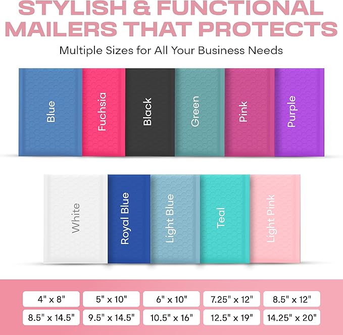 Light Pink Poly Bubble Mailers 7.25x12 inch #1 | Self Seal Padded Envelopes | - Image 3