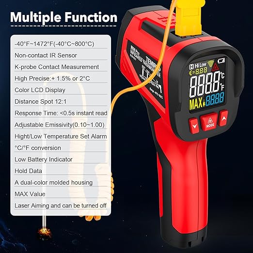Infrared Thermometer Temperature Gun, TEMIRUP Digital Laser Temperature Gun - Image 3