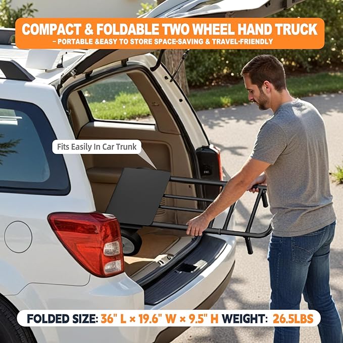 Folding Hand Truck Heavy Duty, 600 LB - 800 LB Moving Dolly Cart - Image 6