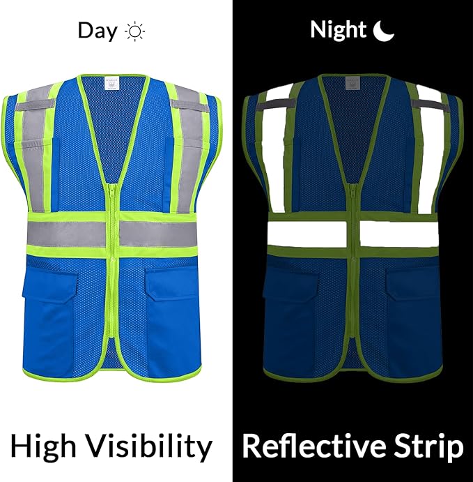 Custom Safety Vest with Logo Pockets High Visibility Reflective Vests - Image 2