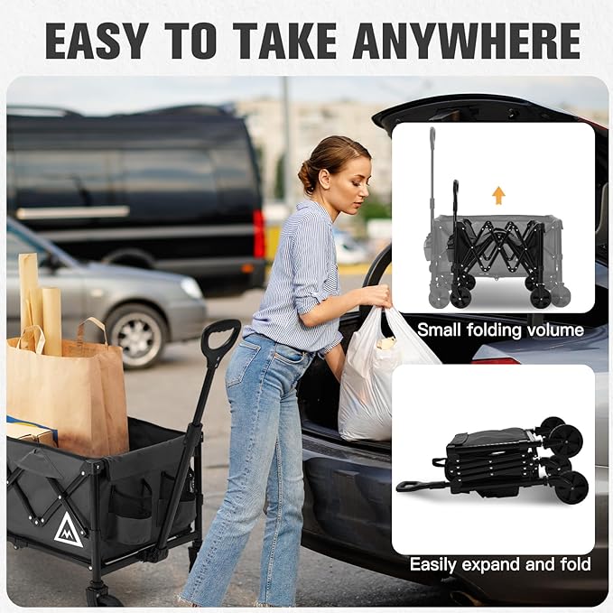 Wagon Cart Shopping Foldable Folding Collapsible - Image 5