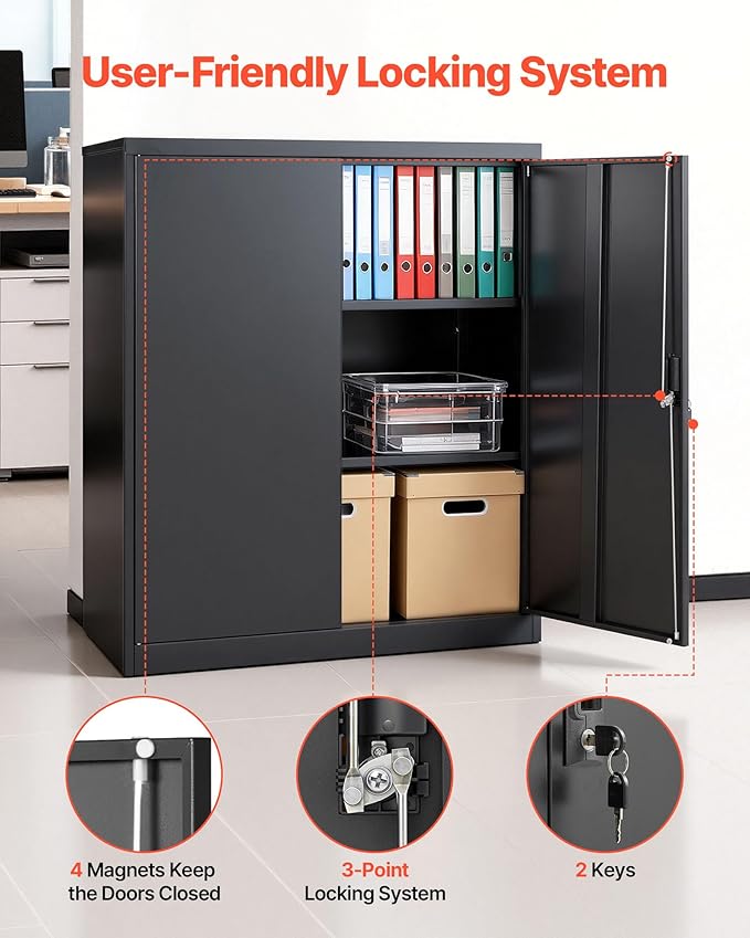 VEVOR Metal Storage Cabinet, 41.7 in Steel Garage Cabinet - Image 7