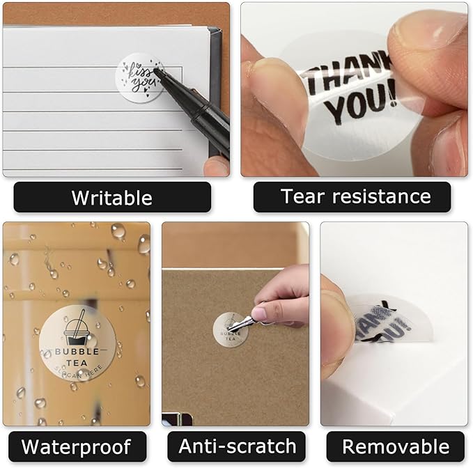 Clear Thermal Labels Vinyl 1 Inch Self-Adhesive Round Stickers Circle Roll - Image 7