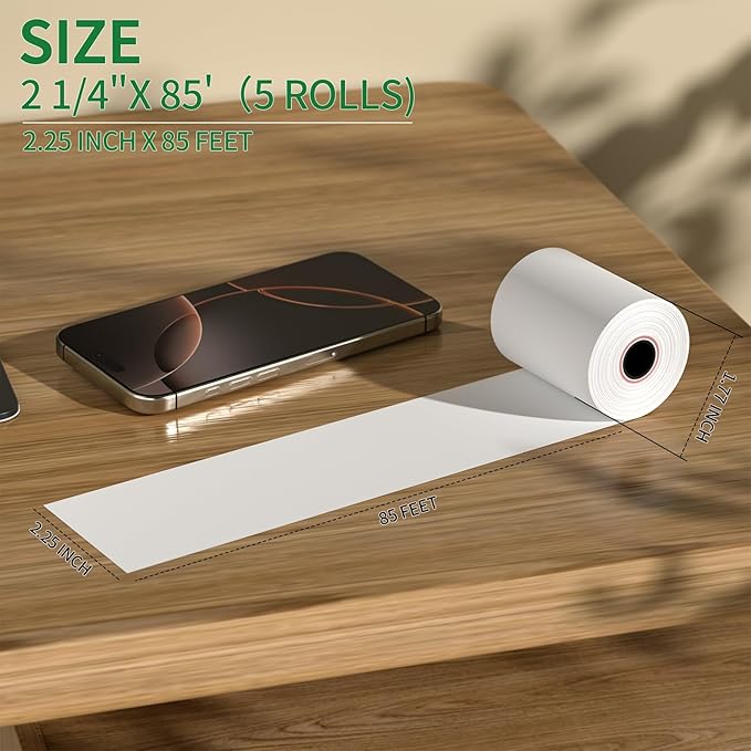 2 1/4" x 85' Thermal Receipt Paper Rolls, Cash Register POS Thermal Paper - Image 2