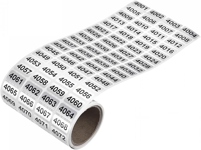 MECCANIXITY 4001 to 5000 Consecutive Number Stickers Inventory Label Black by MECCANIXITY