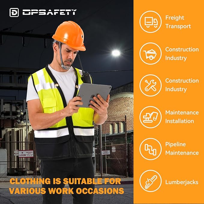 Reflective Safety vest With back plan pocket, High visibility Class 2 Heavy - Image 4