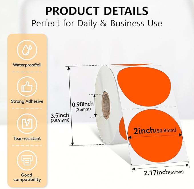 2 inch Dot Stickers Labels Circle Garage Sale Sticker 750Pcs Round Thermal - Image 3