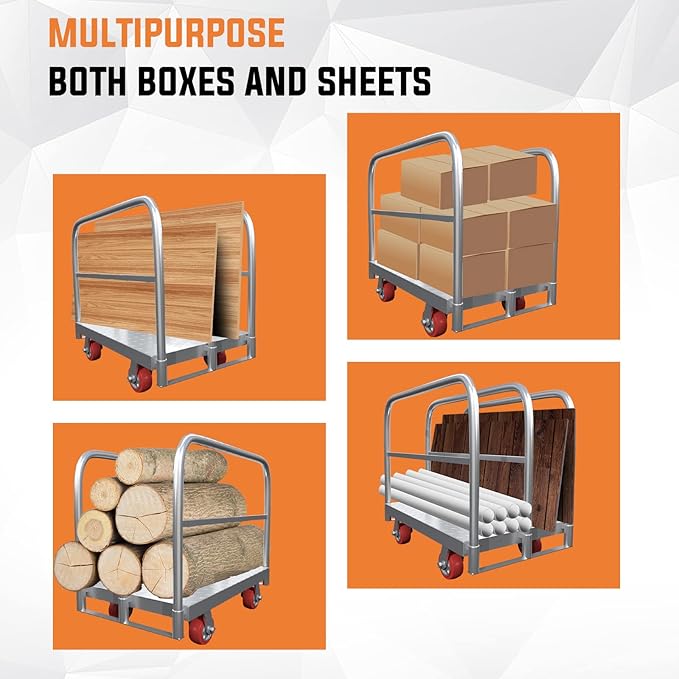 Steel Panel Truck Cart, Platform Truck, Heavy Duty Lumber Drywall Dolly - Image 3