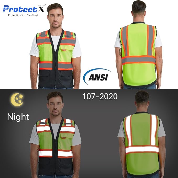 ProtectX 6 Pockets High Visibility Safety Vest - Image 5