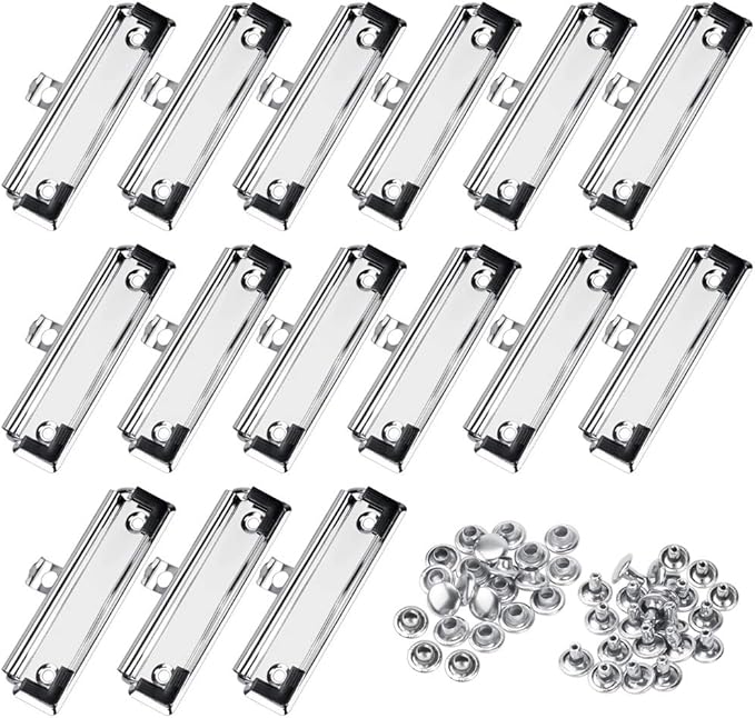 Meetory 15 Pack Clipboard Clips 3.94" Mountable Stainless Metal Clipboards by Meetory