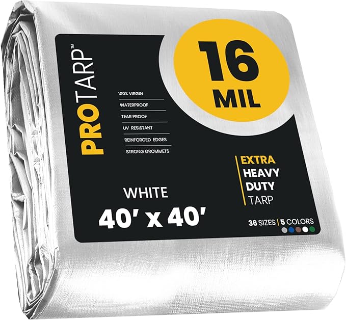 PROTARP Extra Heavy Duty 16 Mil Tarp Cover, Waterproof, UV Resistant, Rip and by Protarp