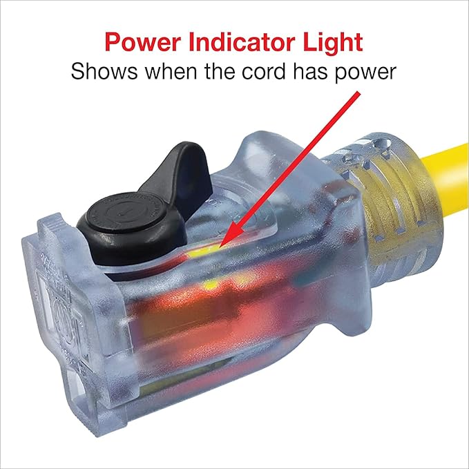 Clear Power 50 ft Heavy Duty Outdoor Extension Cord 14/3 SJTW - Image 4