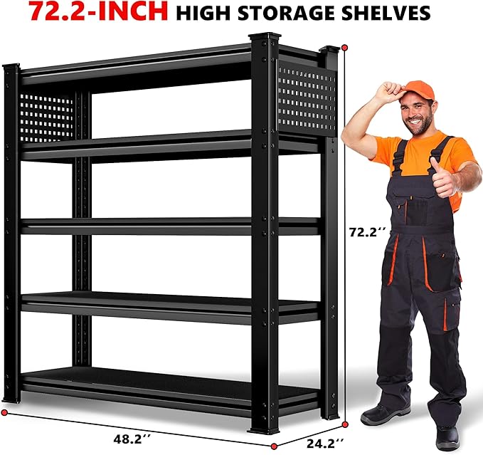 SILVEL 48.2"W Garage Shelving, 5000LBS Heavy Duty Metal Shelving, 2025 Solid - Image 2