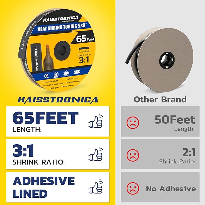 haisstronica 3:1 Heat Shrink Tubing, Shrink Ratio Adhesive Lined Marine Grade - Image 2