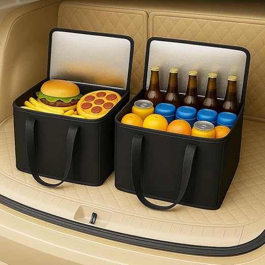 2Pk Trunk Organizer for Car Insulated Reusable Grocery Bags, Collapsible Cooler - Image 4