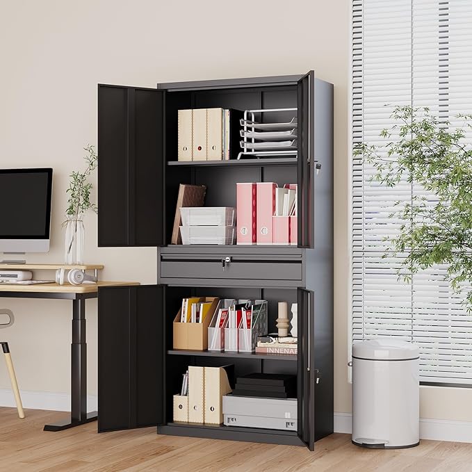 Metal Storage Cabinet with with Drawer, Garage Storage Cabinet with Locking - Image 6
