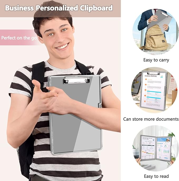 Clipboard with Storage, Heavy Duty Clip Boards 8.5x11 with 2 Storage Case - Image 7
