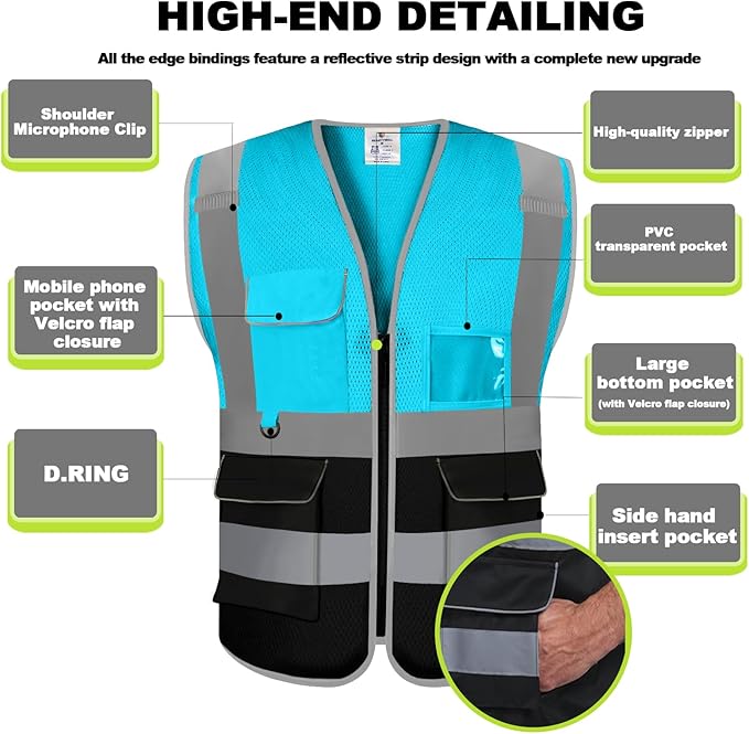BeautyWill 10/20 Pack Custom Logo Safety Vest, Bulk High Visibility Class 2 - Image 3
