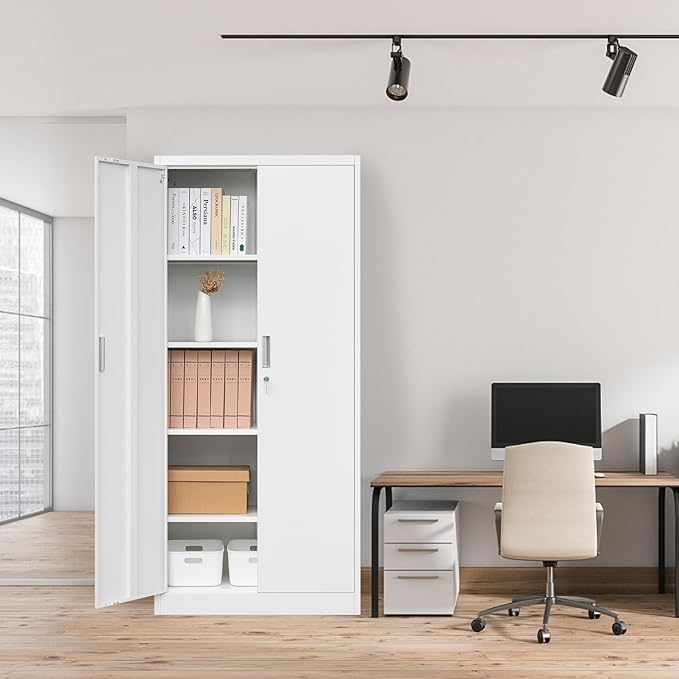 BESFUR Metal Storage Cabinet, Adjustable Shelves and Locking Doors - Image 2