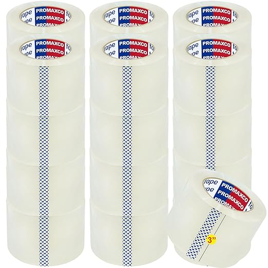 3" Heavy Duty Packing Tape, 24 Rolls, Total 1320Y, 2.2 mil, 3 inch x 55 Yards by PROMAXCO
