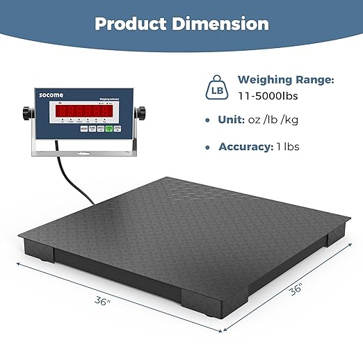 36"x36" Industrial Floor Scale, Heavy-Duty Warehouse Scale - Image 2