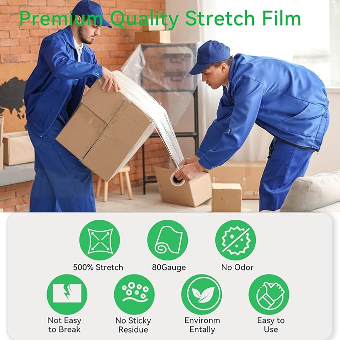 18 Inch Stretch Wrap Roll, Heavy Duty 1500ft Shrink Wrap Roll, Plastic Wrap - Image 3
