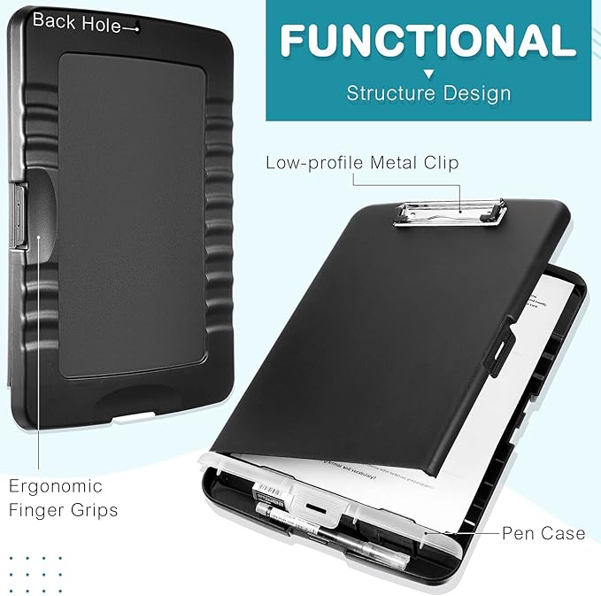 Epakh 4 Pcs Clipboard with Storage Plastic Nursing Clipboard with Pen Holder - Image 3