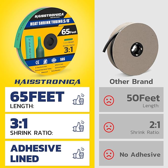 haisstronica 3:1 Heat Shrink Tubing, Shrink Ratio Adhesive Lined Marine Grade - Image 2