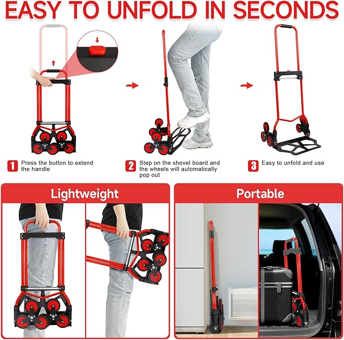 Foldable 6-Wheel Stair Climbing Dolly - Image 6