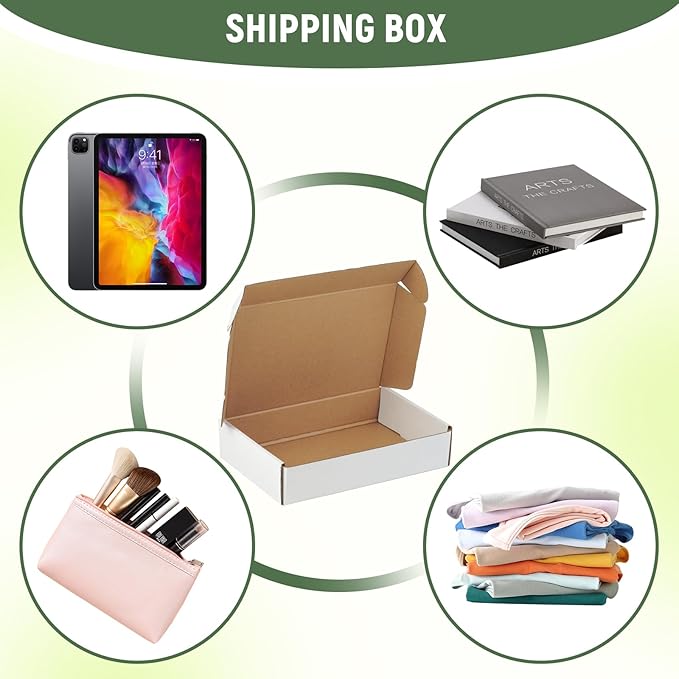 50 Pack 9"x6"x2" inch Small Shipping Boxes White Corrugated Cardboard Box - Image 4