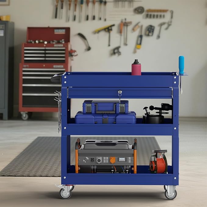 3 Tier Rolling Tool Cart on Wheels, 450 LBS Capacity Tool Cart - Image 9